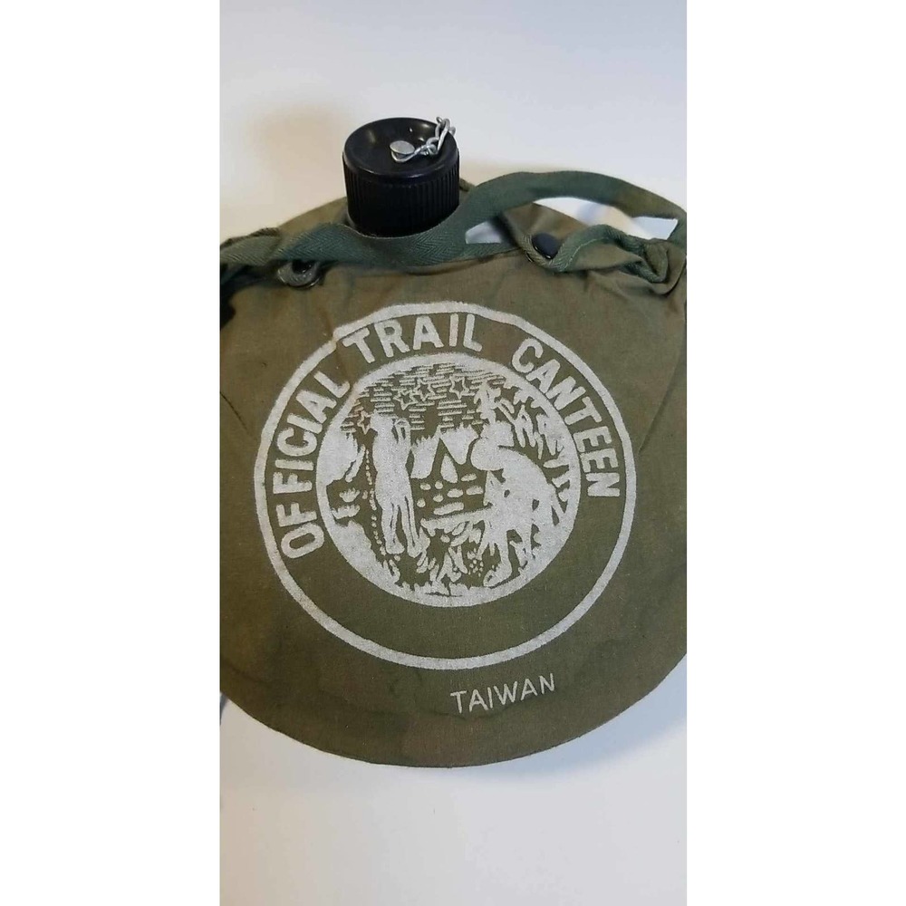 Vintage Boy Scout Official Trail Canteen With Cloth Cover & Strap Aluminum - Picture 2 of 5